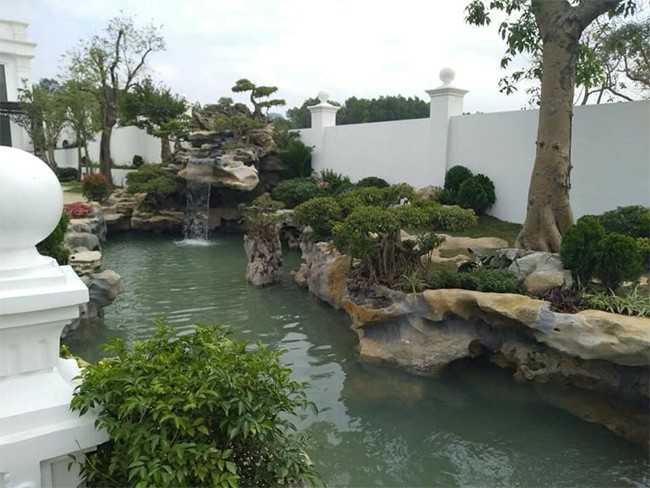 Tiểu cảnh hồ nước kết hợp cây xanh và đá